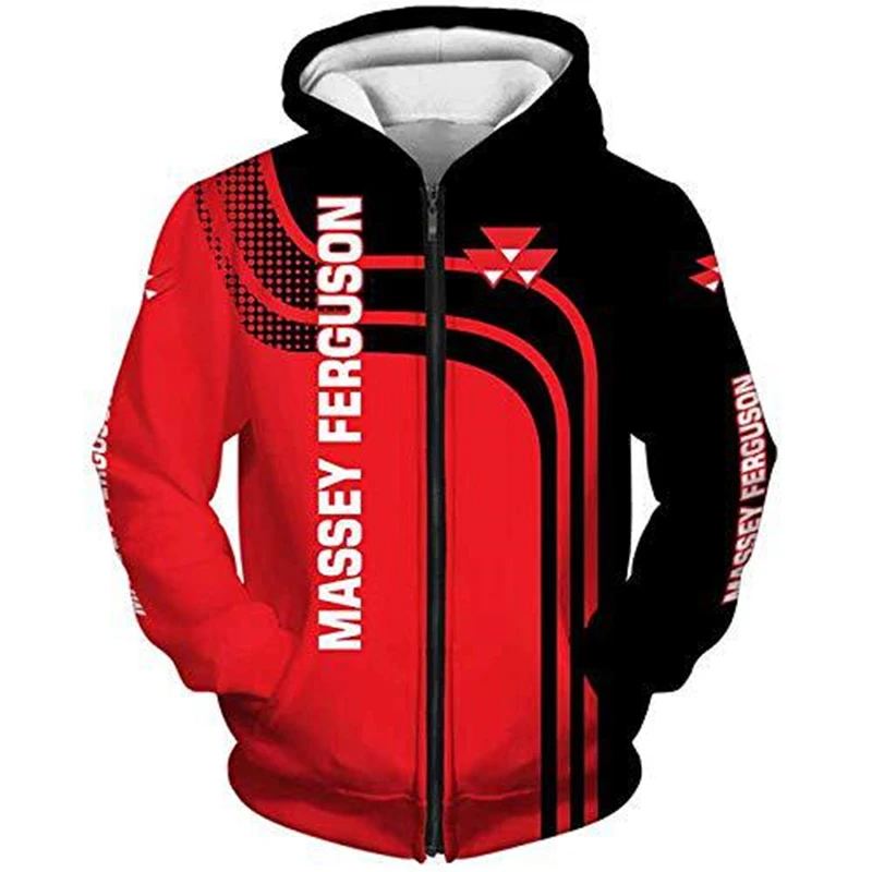 

Spring&Autumn New Massey Ferguson Logo 3D Printing Men's Hoodie Zip Sweatshirt Casual Pullover Oversized Harajuku Hooded Jacket