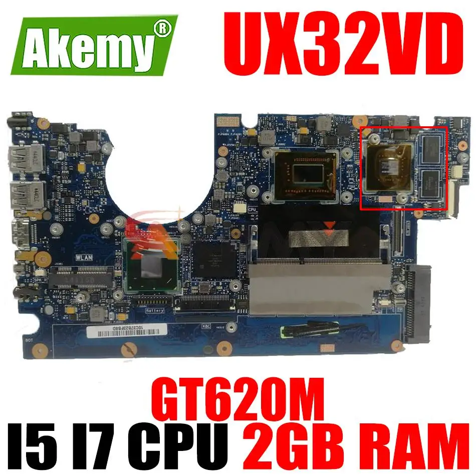 

UX32VD Original Notebook Mainboard GT620M GPU I5 I7 CPU 2GB RAM for ASUS UX32 UX32V UX32A UX32VD Laptop Motherboard