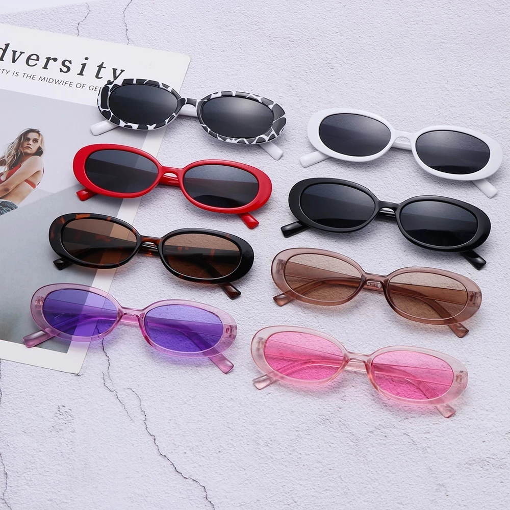 Pink Retro Sunglasses Oval Sunglasses Women Retro Brand Designer Vintage Ladies Cat Eye Pink Cycling Sun Glasses UV400