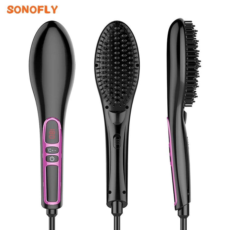 SONOFLY Electric Negative Ion Hair Straight Comb Curling Iron 9 Temperature LCD Display Profissional Hair Styling Tools A5626