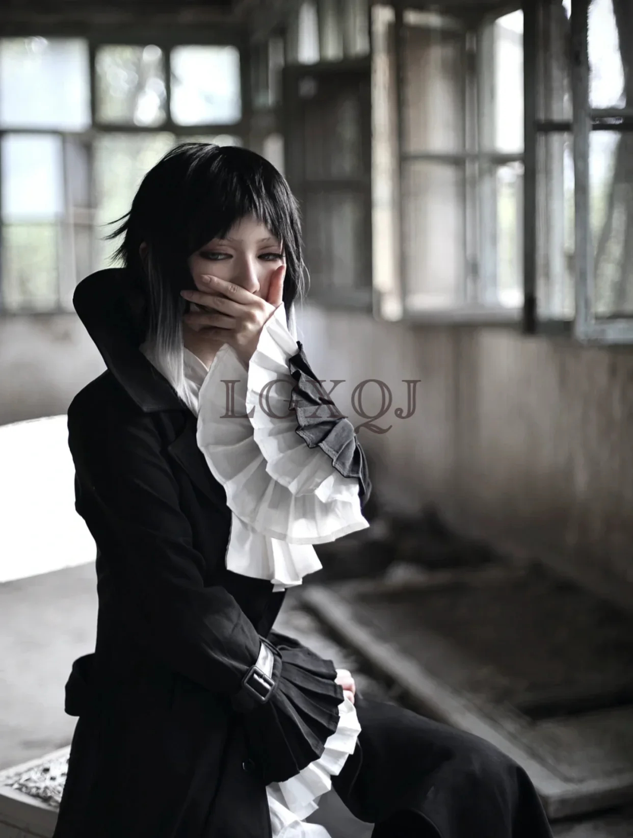 Парик для косплея Ryunosuke Akutagawa аниме Bungo парик бродячих собак 30 см черный белый цвет