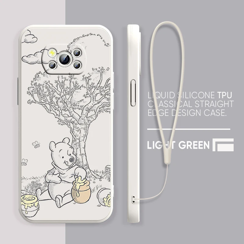 

Cute Winnie the Pooh Phone Case Xiaomi POCO M4 X4 F4 C40 X3 NFC F3 GT M4 M3 M2 Pro C3 X2 4G 5G Liquid Rope Cover Coque Capa