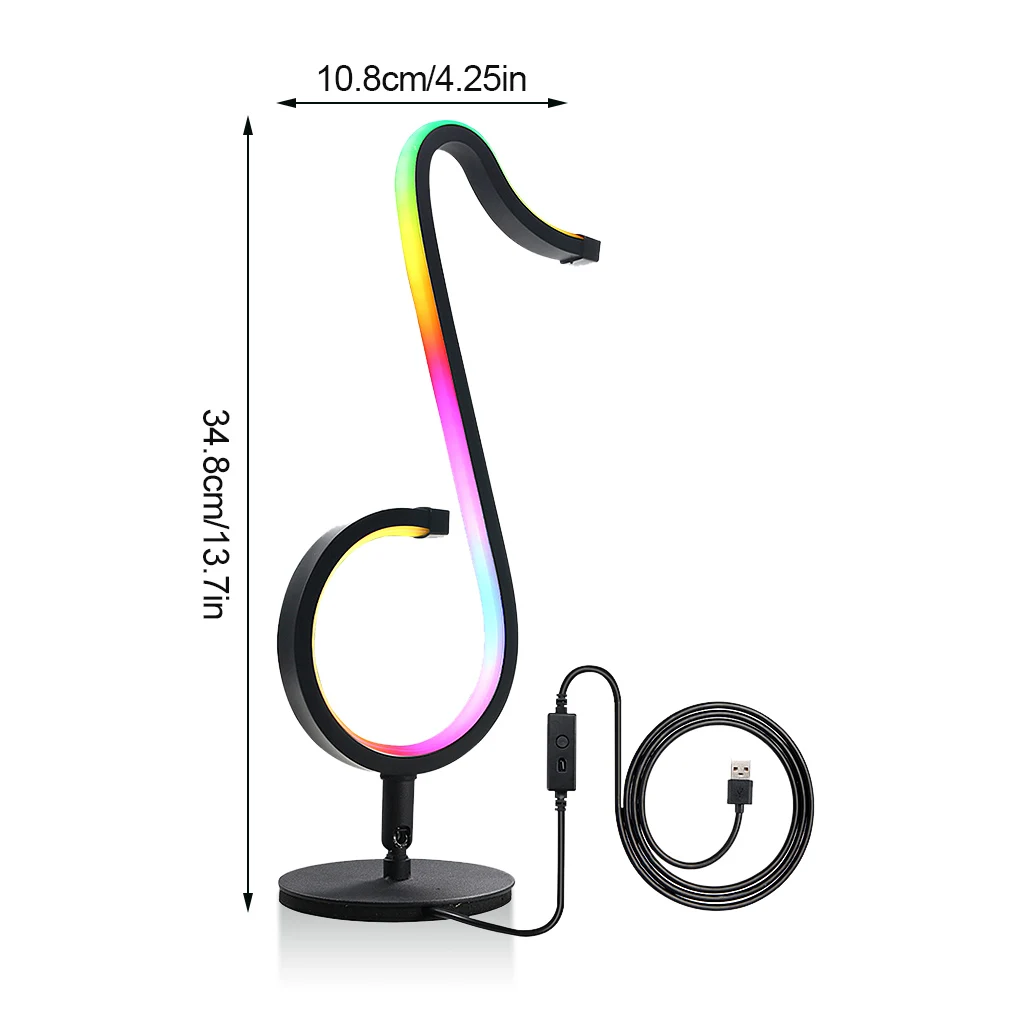 

2021 New Night Light 20W Music Note RGB Decoration Lamp Remote Control Adjustable Bedroom Desktop Light