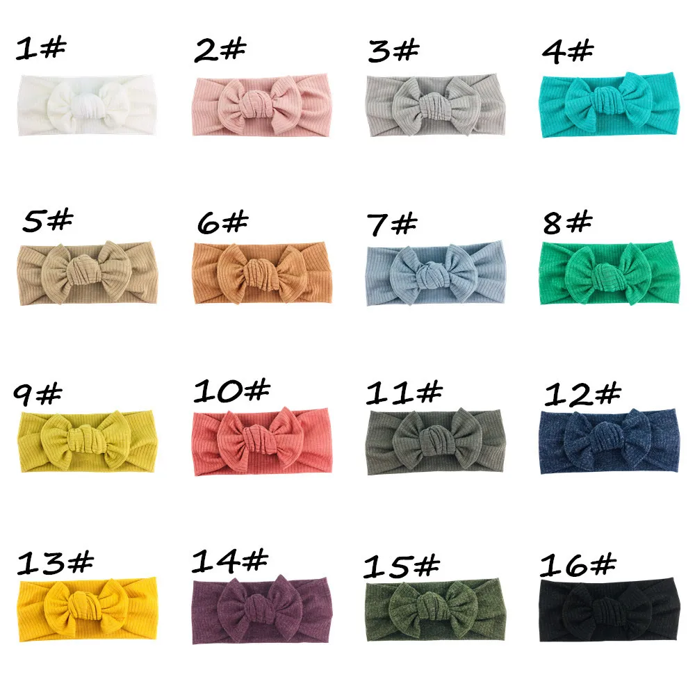 

10 Pcs/Lot, Baby Ribbed Headbands Newborn Solid Elastic Hair Bands Girls Hair Accessories Infant Cotton Head wrap Turban Bundle