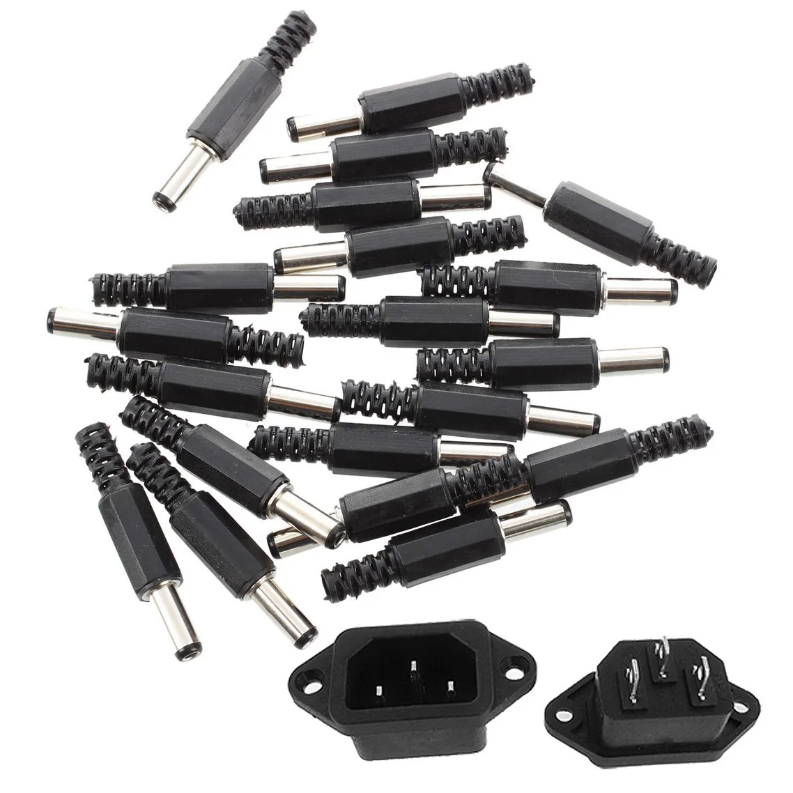 

5 Pcs 3P IEC 320 C14 Male Plug Panel Power Inlet Sockets Connectors with 20 Pcs Black 2.5mm x 5.5mm DC Power