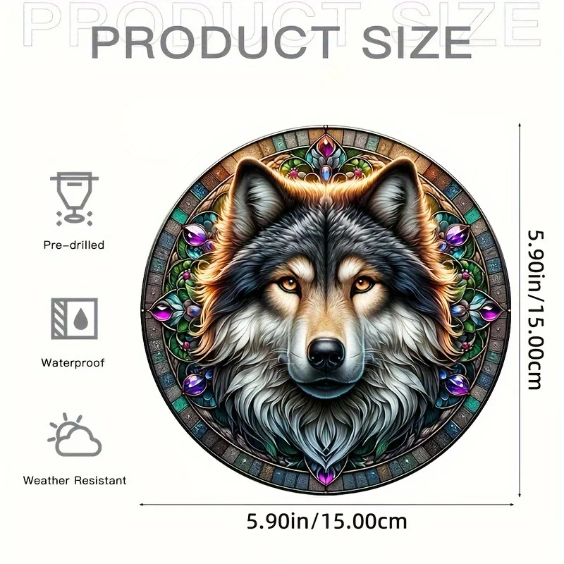 Wolf King Sun Catcher 3D визуально окрашенный акриловый декор для окон творческий дом сад