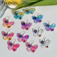 butterfly big drop woman earrings fashion long earings for women acrylic crystal earring for girls summer korean jewelry brincos