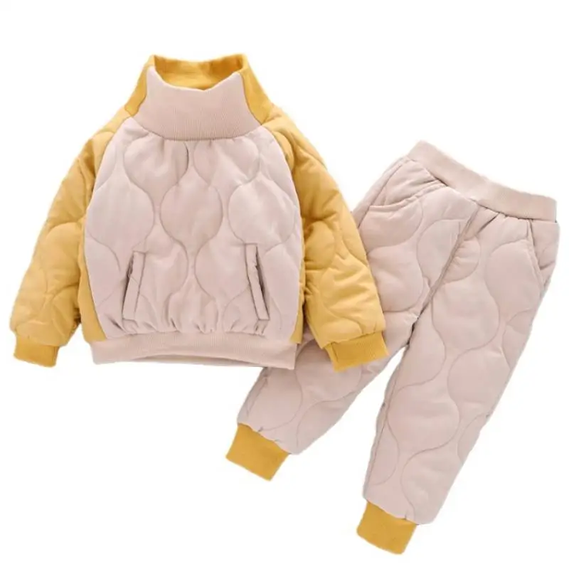 2020 Autumn Winter Girls' Suit plus velvet two-piece Set Boy trendy kids Cotton Hooded Coats and Pants Children's Clothing1-6Y
