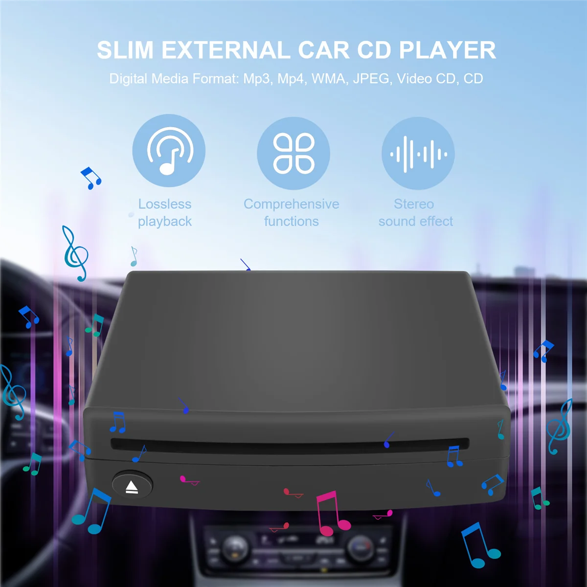 Тонкий внешний Автомобильный CD-проигрыватель совместимый с ПК стандартный ТВ/MP5