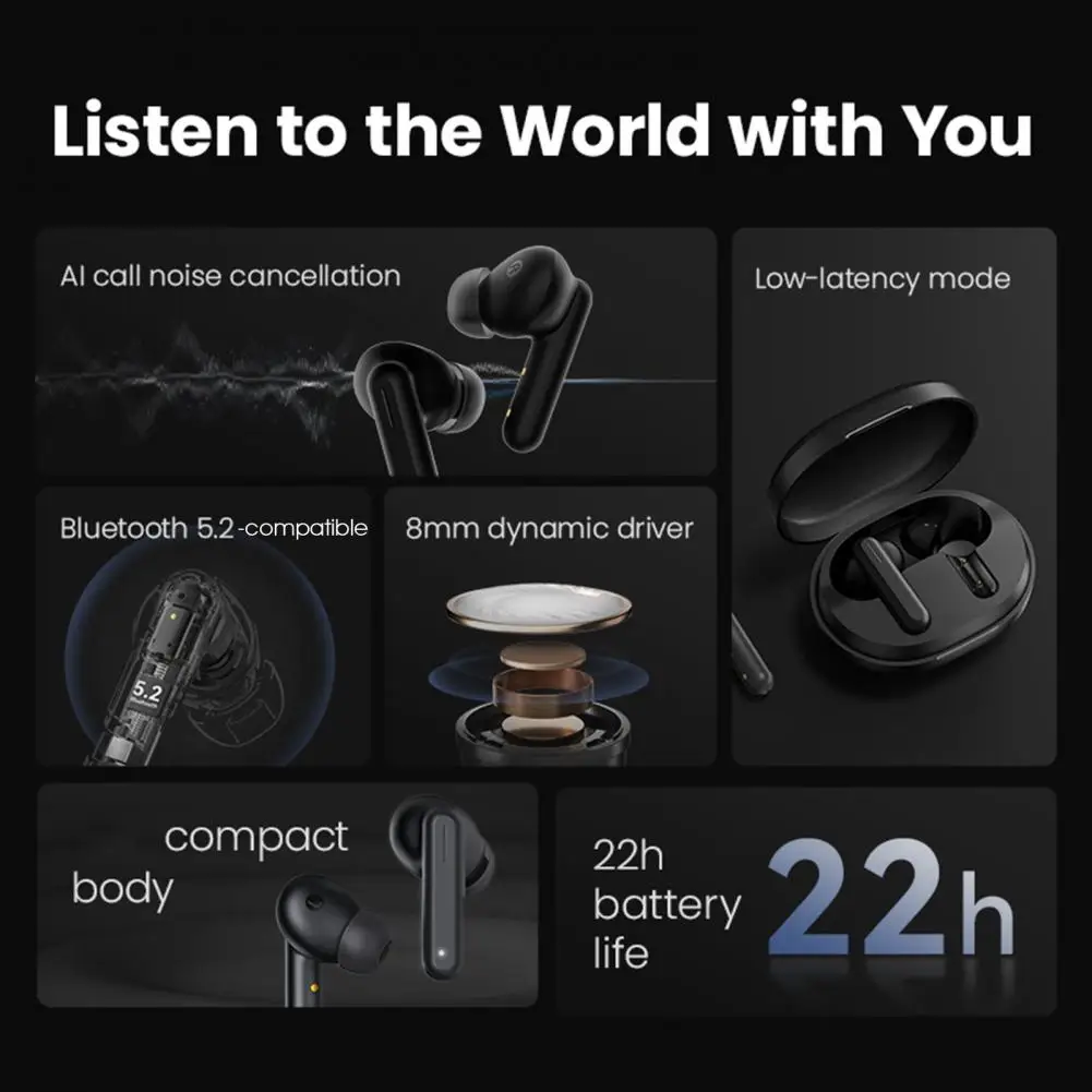 

1 Set Universal Long Battery Life Wireless Earphones Low Latency Lower Power Consumption Wireless Earphone Music Listening