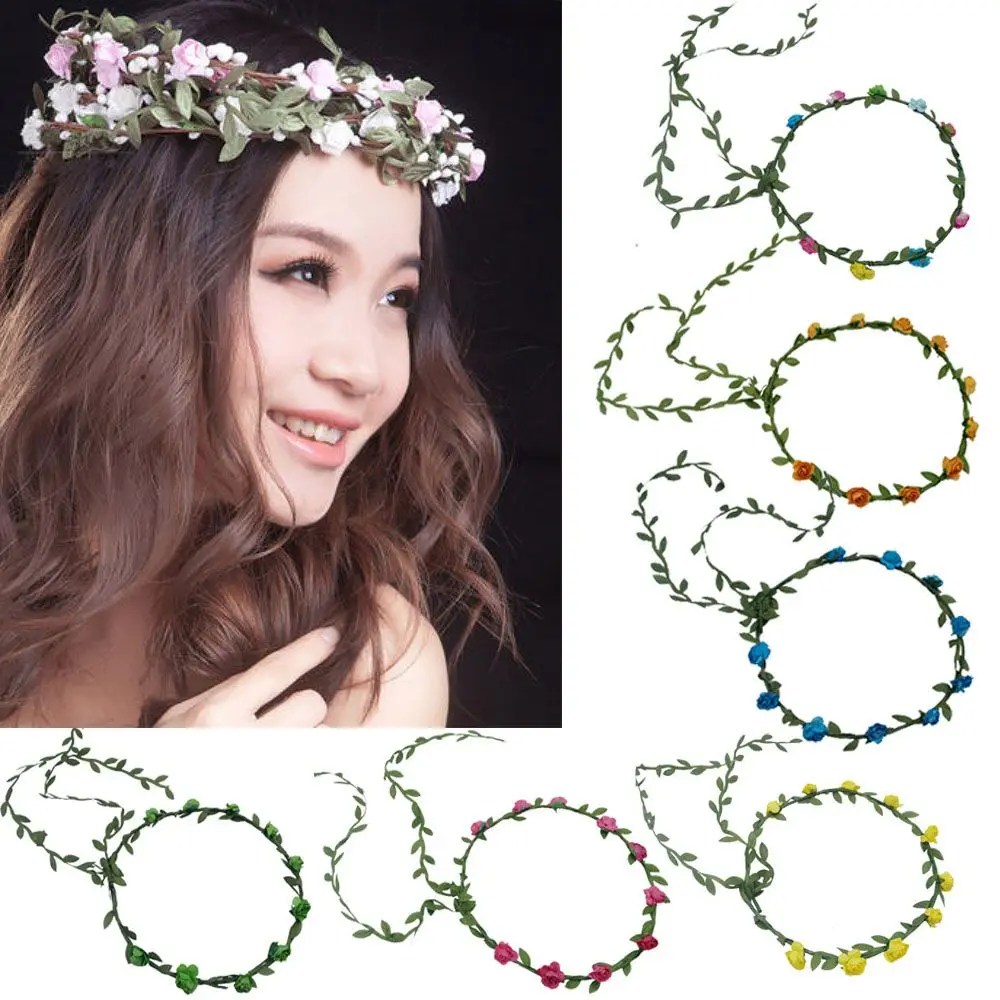 

Bohemian Flower Headbands For Bride Crown Hair Band Wedding Floral Headband Garland Girl Flower Wreath Hair Accessories