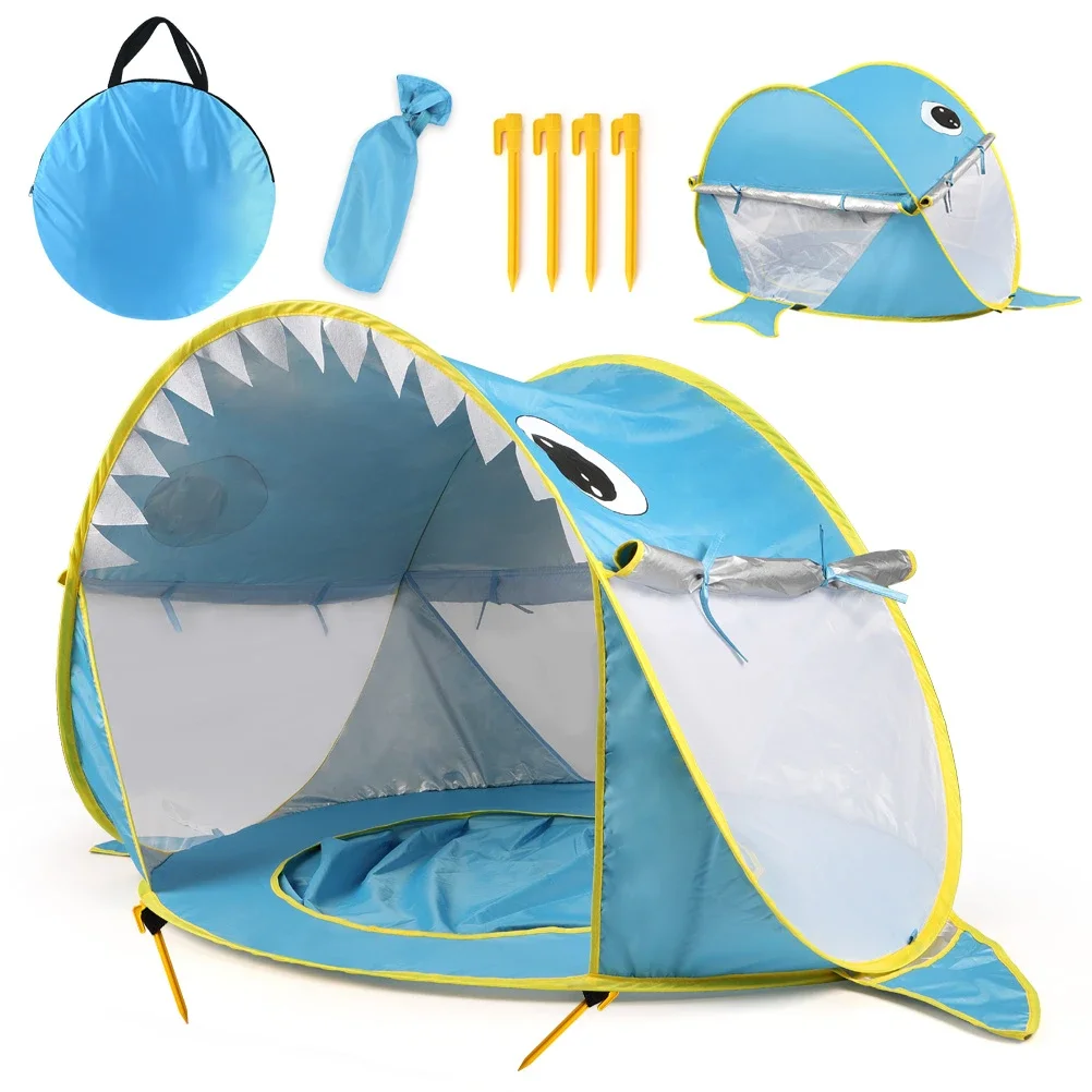 

Baby Beach Tent Uv-protecting Sunshelter With A Pool Baby Kids Beach Tent Pop Up Portable Shade Pool UV Protection Sun Shelter