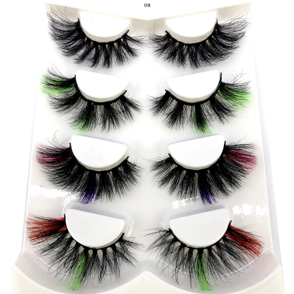 

3D Color False Lashes ombre Natural Long Colorful Eyelashes Dramatic Makeup Fake Lash Party Colored Lashes for Cosplay Halloween