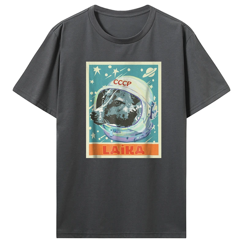 Мужская футболка из искусственного хлопка Советский Союз астронавт Лайка собака