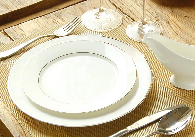 8 + 10 дюймов набор обеденных тарелок из настоящего костяного фарфора декоративные