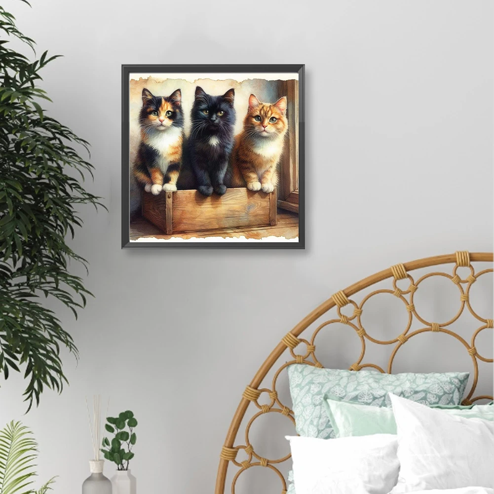 5D DIY Полный круглый дрель Алмазная картина Кошка Набор Домашний декор