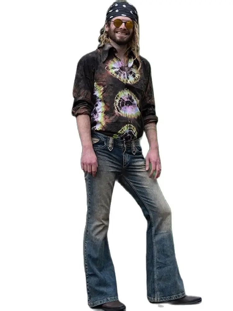 2022 Cowboy Men's Pants Classic Dark Blue Spring/Autumn Flared Jeans Motorcycle Punk Style Casual Clothing Quality  Men's Wear