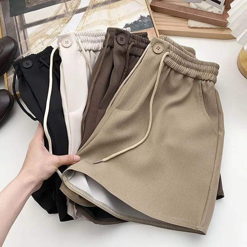 

Women Shorts Summer New Solid Color Pants Female Casual Trousers Casual Wide Leg Shorts Spring Bottoms Vintage Trousers C37