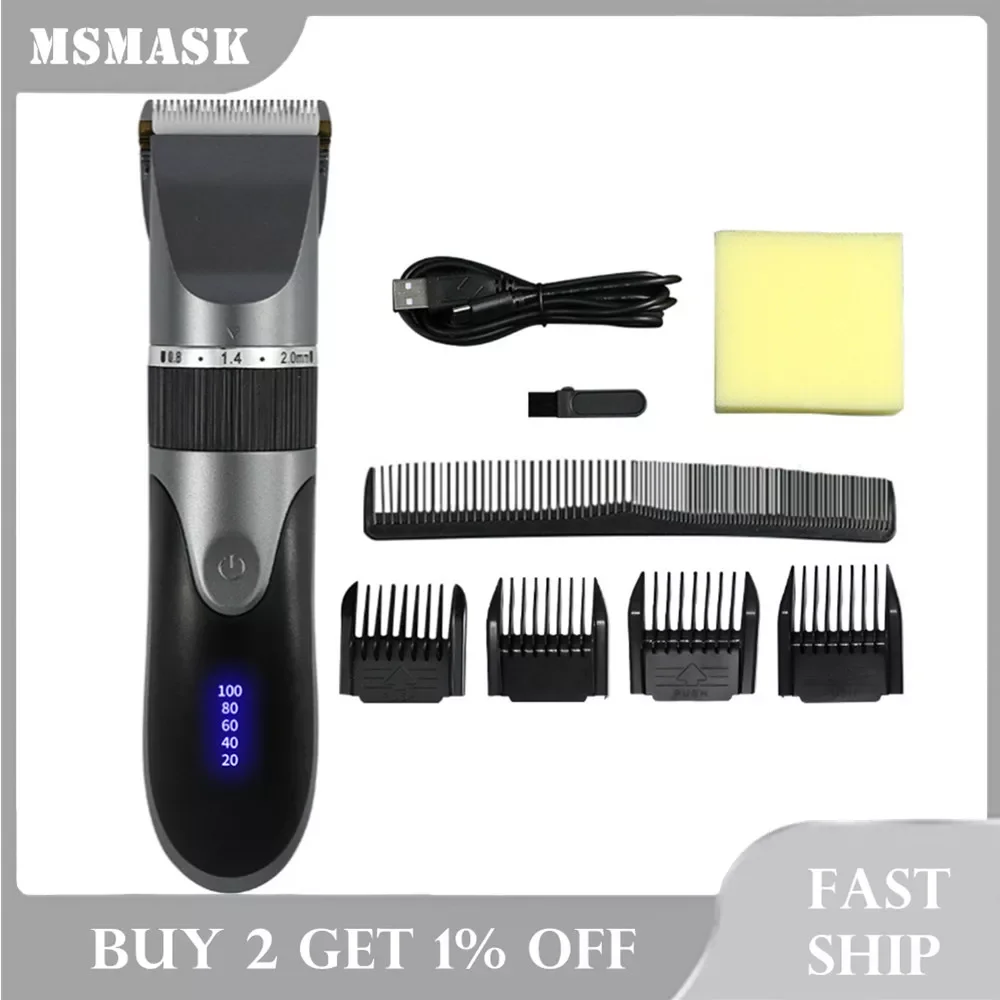 Professional Hair Trimmer Digital Usb Rechargeable Hair Clipper for Men Haircut Ceramic Blade  Hair Cutter Barber Machine