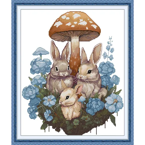 Soulgift News Набор для вышивки крестом "Семья кроликов"