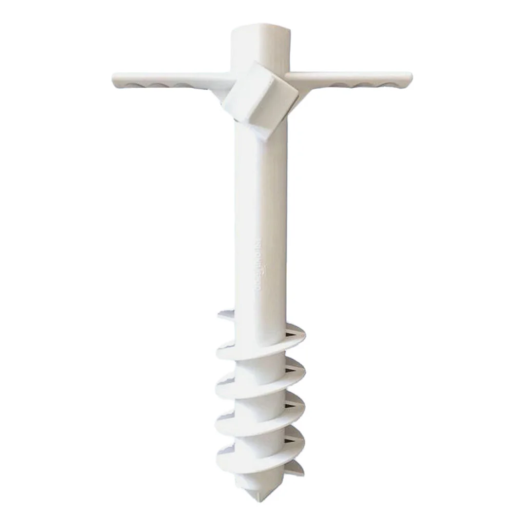 

Outdoor White Umbrella Stand Screw Anchor Beach Sand Sun Five-pin Grabber White Garden Auger