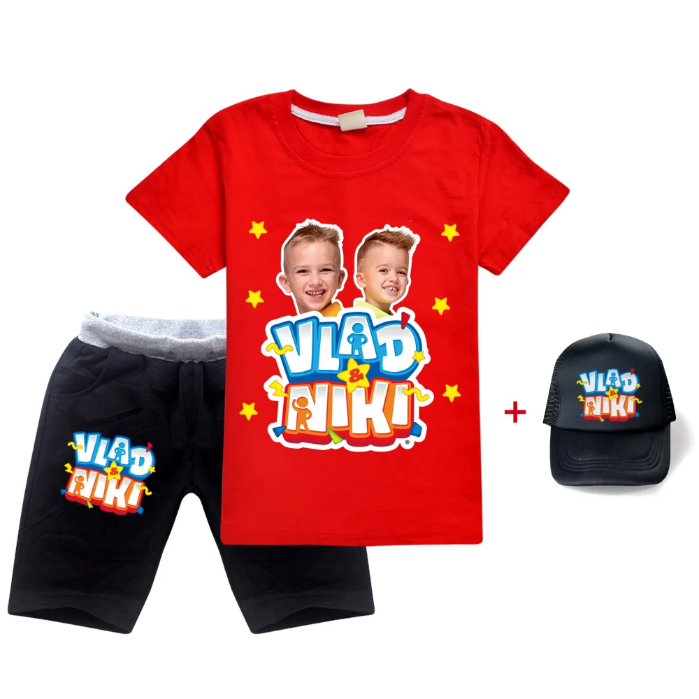 

Toddler Girls vlad niki Clothes Tops+Shorts 2pcs Outfits Summer Kids Clothes Tracksuit Suit For boys Children Clothing Sets+cap