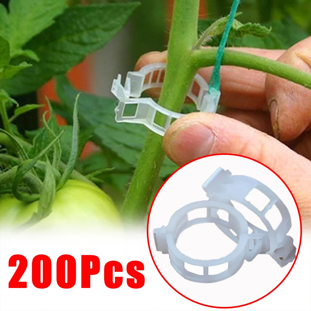 200/50Pcs Plastic Plant Support Clips Reusable Plant Vine Protection Grafting Fixing Tool For Vegetable Tomato Garden Supplies