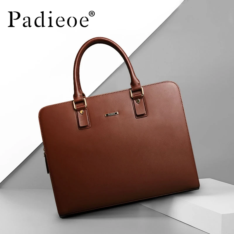 Men's leather briefcase 15.6 inch laptop bag cowhide handbag business large capacity document bag