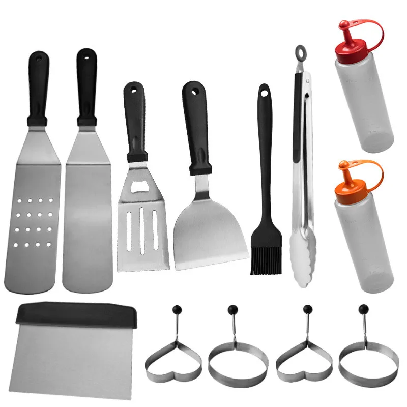 

Pancake Spatula Set Heat-Resistant Fried Shovel Stainless Steel Teppanyaki Set Non Stick Cooking Steak Spatula BBQ Shovel tool