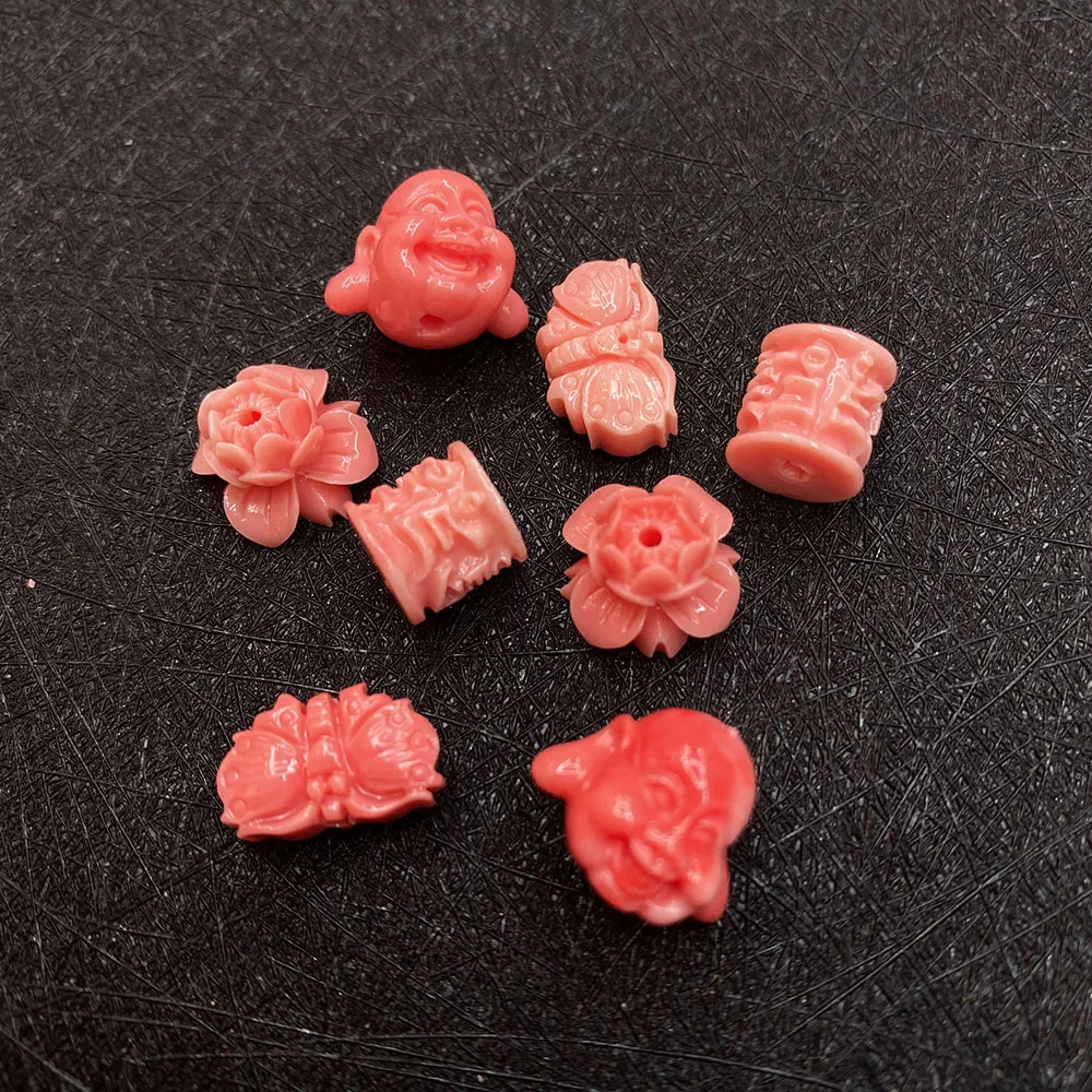 

Natural Coral Pink Hole Beads Animal Shape Loosely Spaced Coral Gemstones for Jewelry Making DIY Necklace Craft Accessories