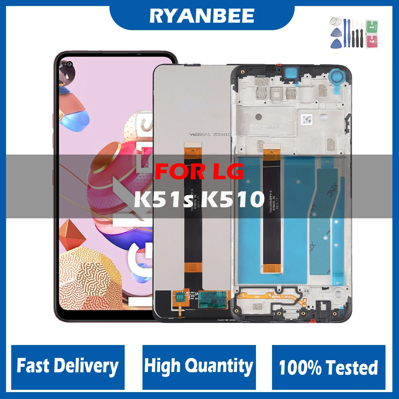 ЖК-дисплей 6,5 дюйма для LG K51S K51 S LMK510EMW LM-K510EMW LM-K510, ЖК-дисплей, детали для ремонта с рамкой