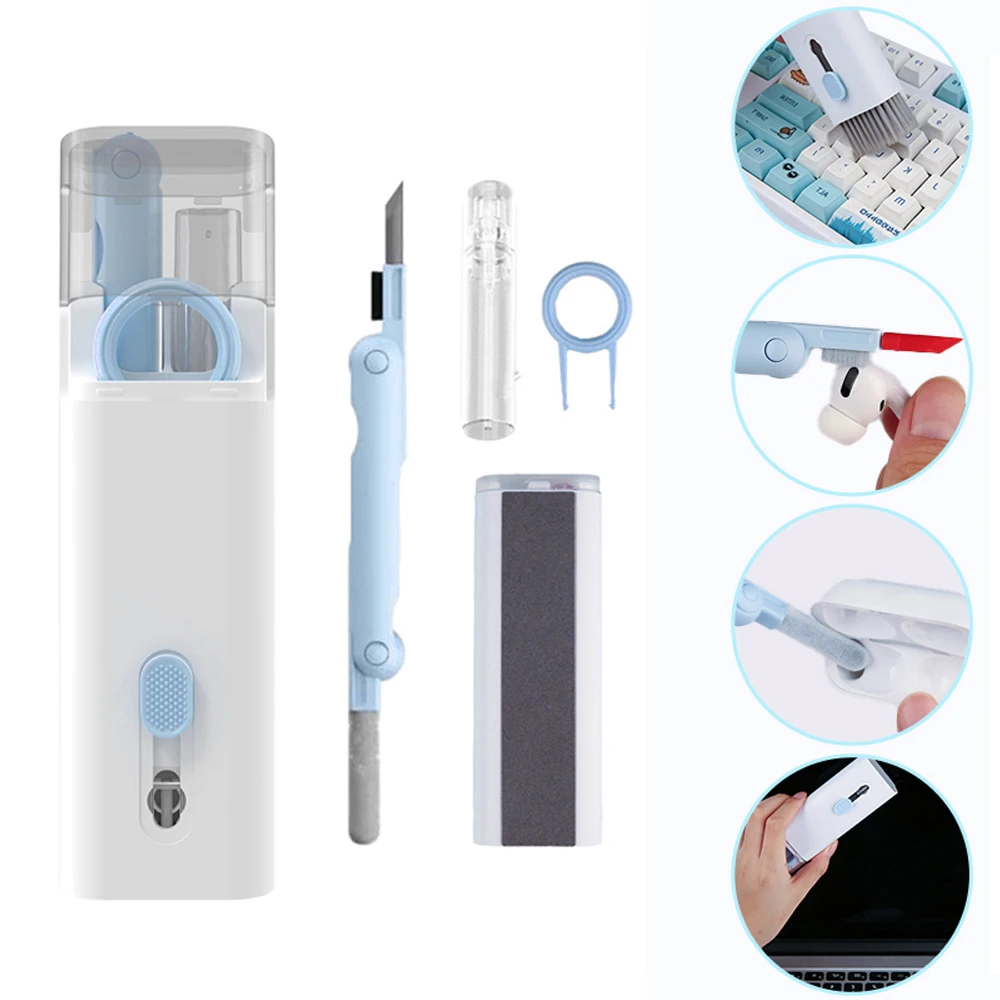 7-in-1 Computer Keyboard Cleaner Brush Kit Bluetooth Earphone Cleaning Pen For Airpods 3 Pro Headset Cleaning Tool Keycap Puller