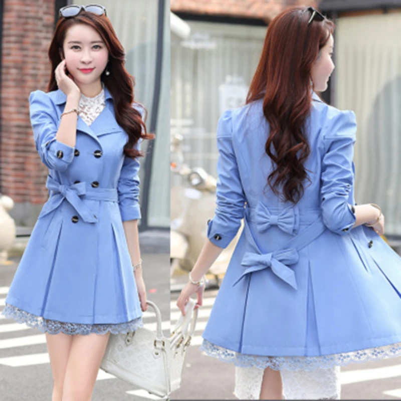 

Женский облегающий Тренч средней длины, тонкая куртка в британском стиле, женская верхняя одежда, тренчкот средней длины с кружевным принтом, G88