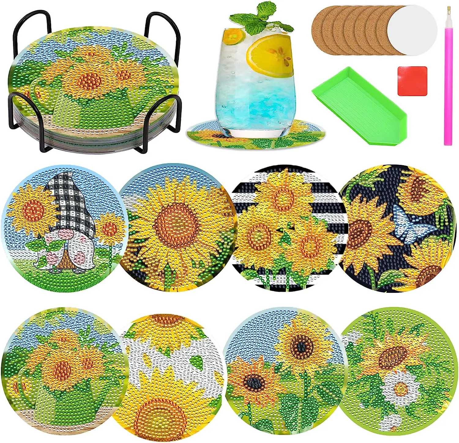 GATYZTORY 8 шт./компл. подставки для алмазной живописи «сделай сам» подставки для напитков алмазные художественные наборы для взрослых цветок для начинающих алмазное ремесло