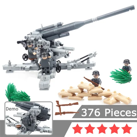 Конструктор Военный 88 мм Flak18, противолетательный пистолет, фигурки Второй мировой войны, оружие, артиллерия, строительные сцены, детские подарки, игрушки для мальчиков