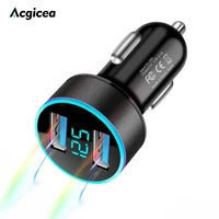 usb car charger dual usb fast charging led light car charger for iphone 12 13 11 xr pro xiaomi mi huawei samsung quick chargers