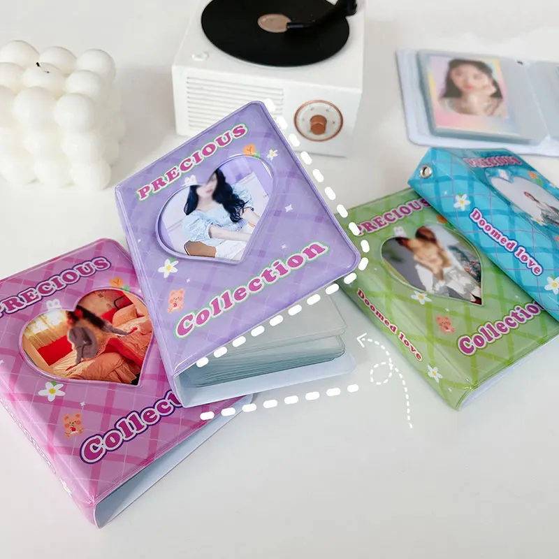 3-дюймовый Карманный фотоальбом с полыми сердечками папка для фотокарт книга