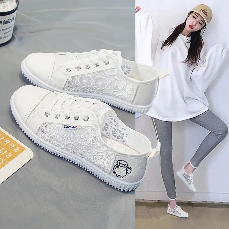 

Lace breathable white shoes women's new fashion casual simple mesh flat shoes shoes for women women shoes