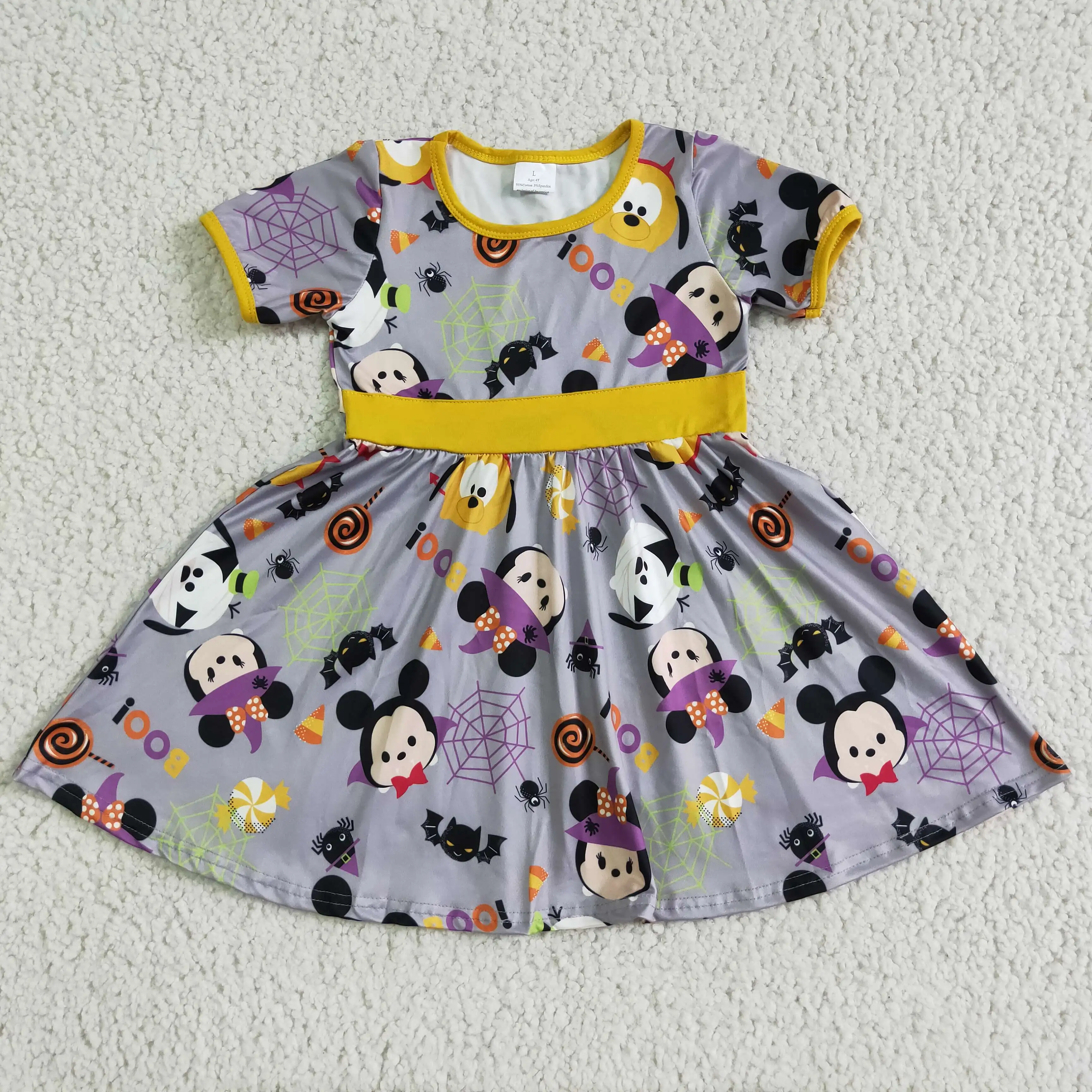 

Toddler Girls Halloween Cartoon Dress Fall Boutique Clothing Baby Short Sleeves Clothes Children Kids Popular Skirts dresses