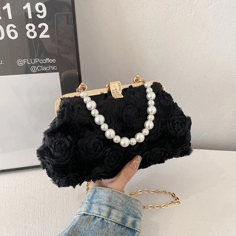 

Elegant Flower Banquet Bag Womens Shell Crossbody Bags Retro Design Women Coin Purse Handbags Vintage Ladies Small Shoulder Bag