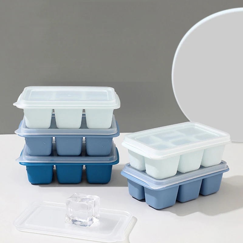 

Reuseable Silicone Ice Cube Mold Kitchen Accessories Ice Cream Maker Mould Ice Cube Trays Shape with Cover Gadgets Tools