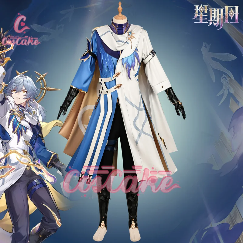 Honkai Star Rail Sunday Косплей Костюм Новые скины Униформа Сине-белое пальто Серьги