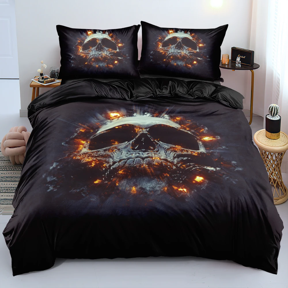 Horror Skull Duvet Cover Set Gothic Comforter Cover Set Full Twin King Size 245x210cm Bed Linen Custom Design Bedroom Decoration
