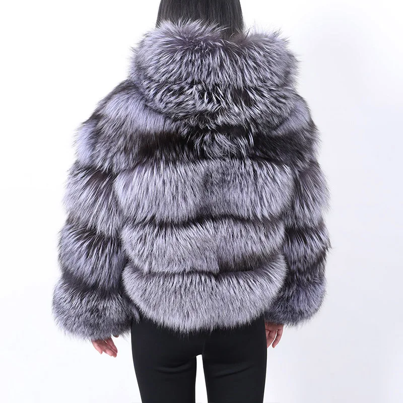 MMK Women‘s Winter Coat Fur Jacket Warm Hooded Kim Kardashia Style Female Party Sexy Clothes Natural Real Fox Fur Long Vest 2022