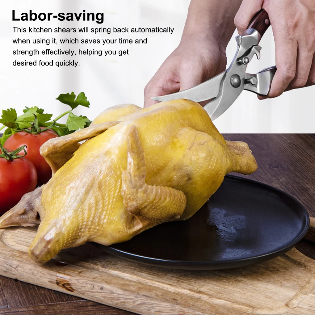 

Kitchen Scissors Stainless Steel Manual Chicken Bone Fish Scale Clean Cook Shears Portable Springback Outdoor Picnic Scissor
