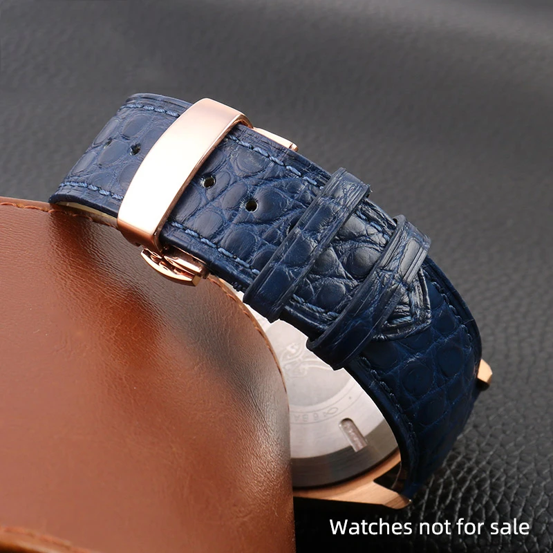 Ремешок для часов из крокодиловой кожи кожаный синий браслет IWC Omega Rossini Longines TAG Heuer