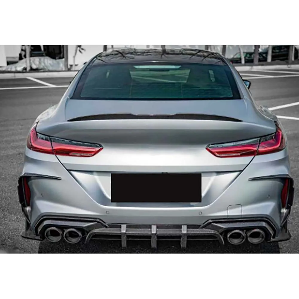 Фото Для BMW 8 серии F91 F92 M8 Coupe F93 M8 Gran Coupe 2020+ Накладки-сплиттеры на задний бампер из сухого карбона, декоративные элементы из FRP на задние крылья №4