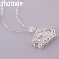 925 sterling silver 16 30 inch chain aaa zircon crown pendant necklace for women engagement wedding fashion charm jewelry