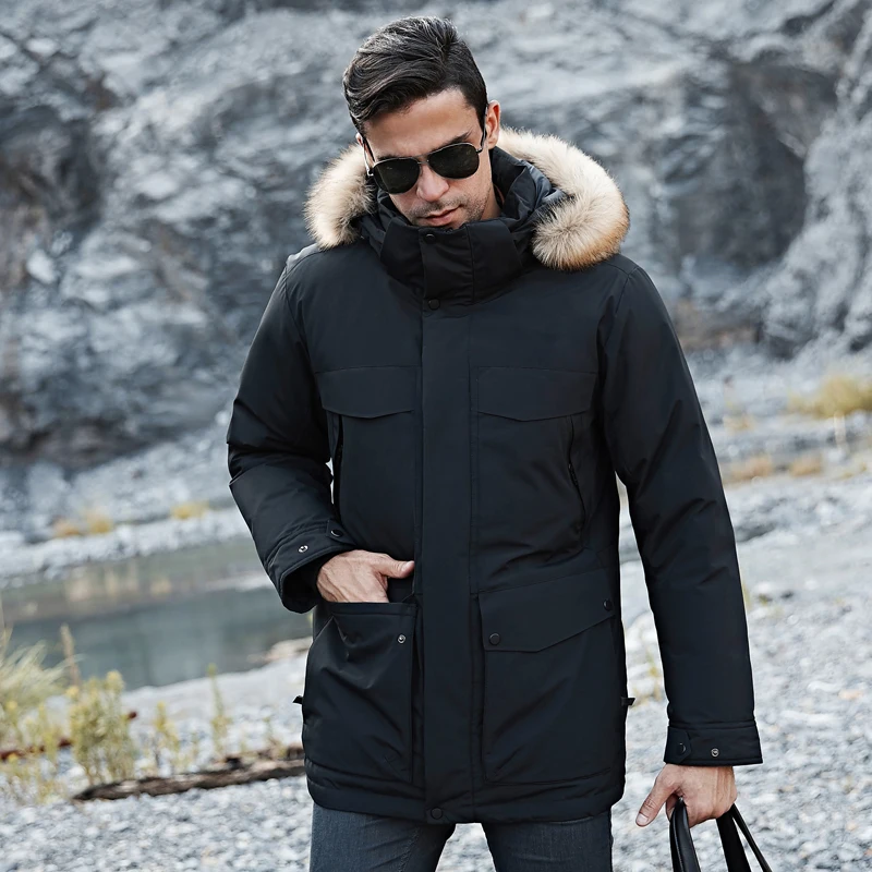 -40 Degrees White Duck Down Jacket Men Thick Winter 2020 NEW Big Fur Collar Warm Parka Waterproof Windproof Top Quality 2022 New