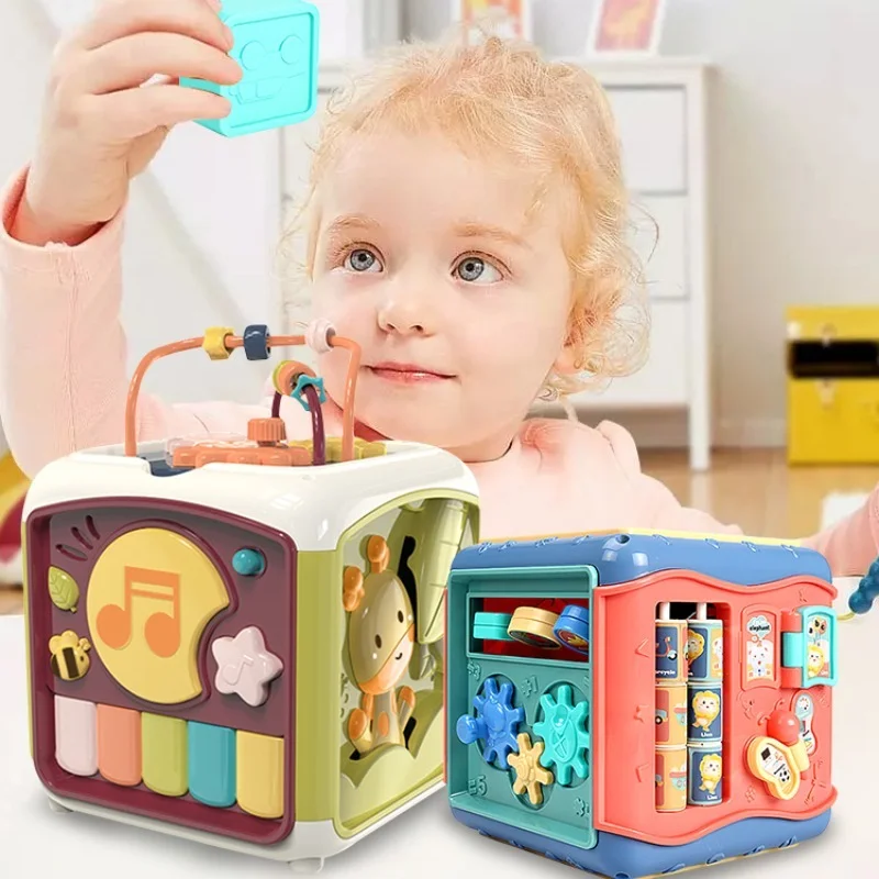 

7 In 1 Multifunction Musical Toys for Baby Activity Cube Hand Drum Bead Maze Counting Toy Baby Toddler Girl Learning Toys Gifts